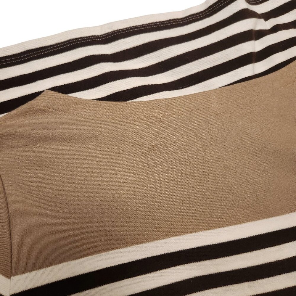 Karen Scott Neutral Brown White Cotton Striped Tee Shirt Size 0X - Picture 8 of 9
